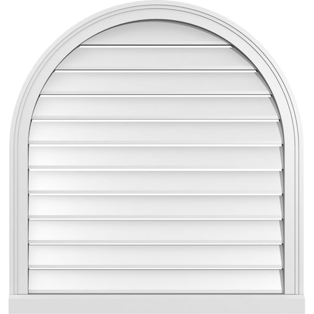Ekena Millwork Round Top Surface Mount PVC Gable Vent: Functional, w/ 2"W x 2"P Brickmould Sill Frame, 32"W x 34"H GVPRT32X3403SF